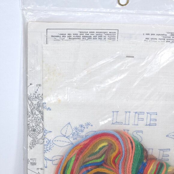 Vintage Bucilla Life Is Fragile Cross Stitch Kit 3635 Needlecraft Sampler‎ Linen - Picture 8 of 11